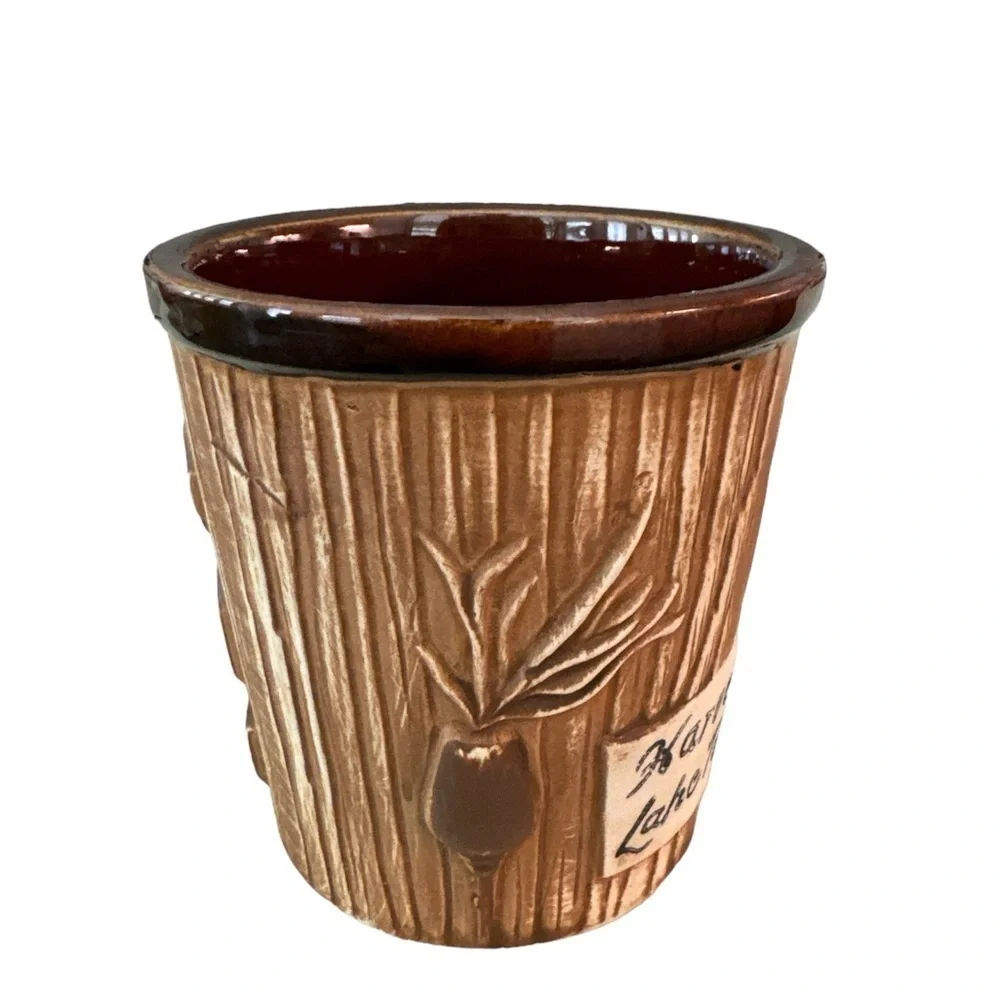 Harvey's Lake Tahoe Vintage 1960’s Ceramic Tan Brown Mai Tai Bucket Tiki Mug Cup